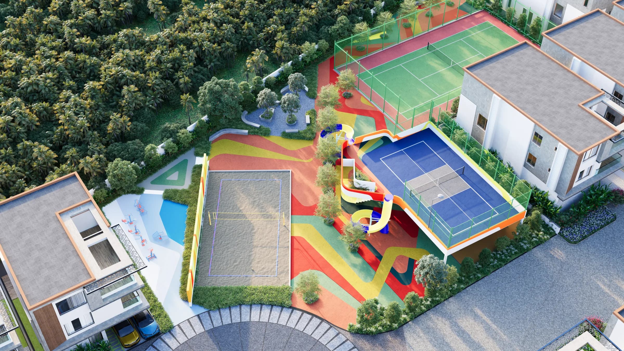 Play courts at Nisarga — artist’s impression